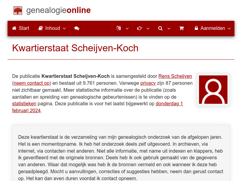 Screenshot van website
