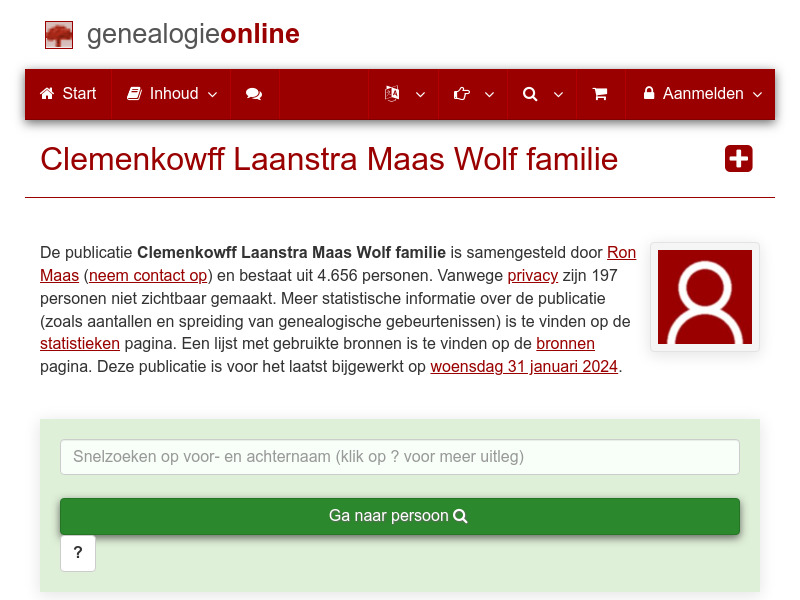 Screenshot van website