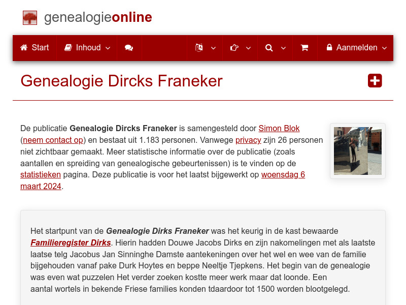 Screenshot van website