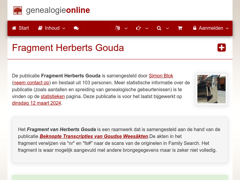 Screenshot van website