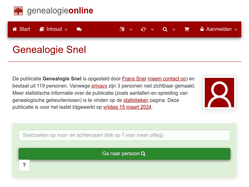 Screenshot van website