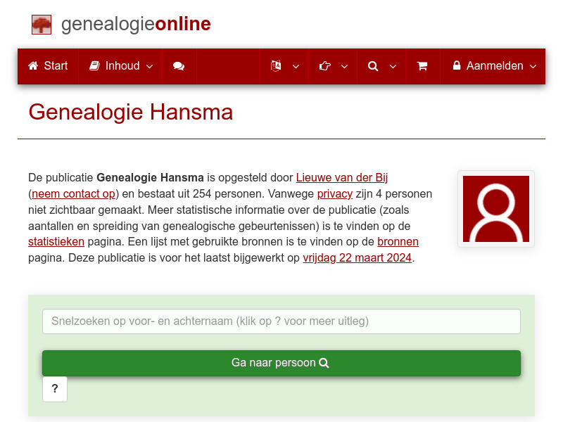 Screenshot van website
