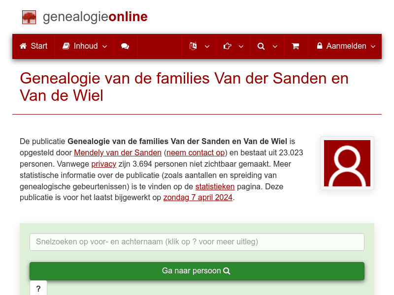 Screenshot van website