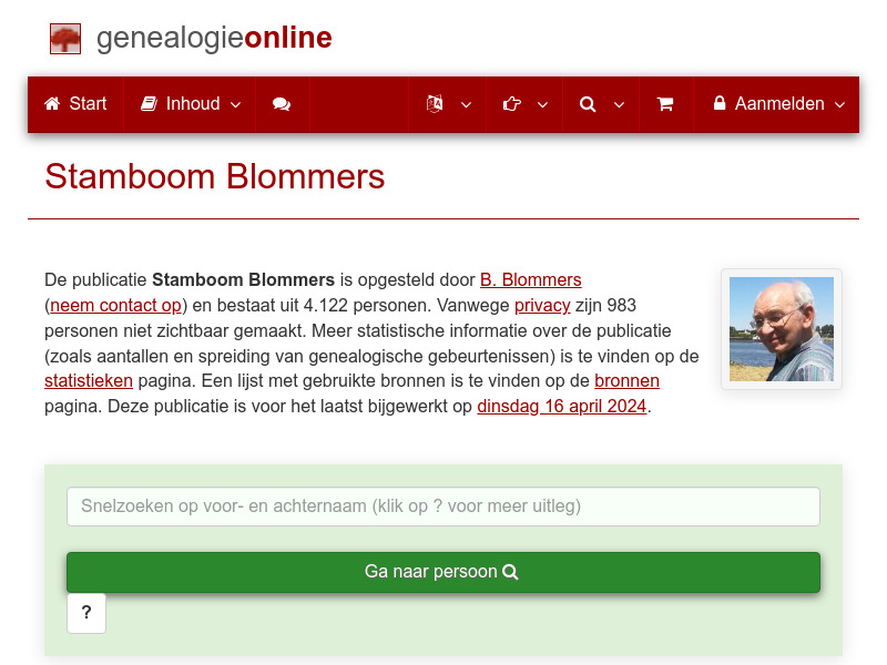Screenshot van website
