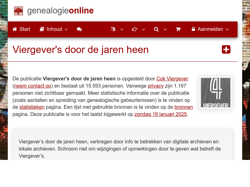Screenshot van website