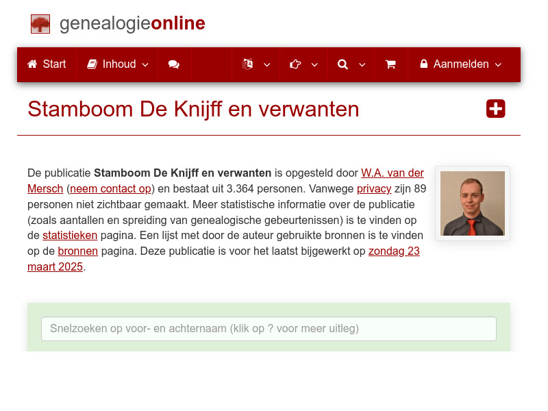 Screenshot van website