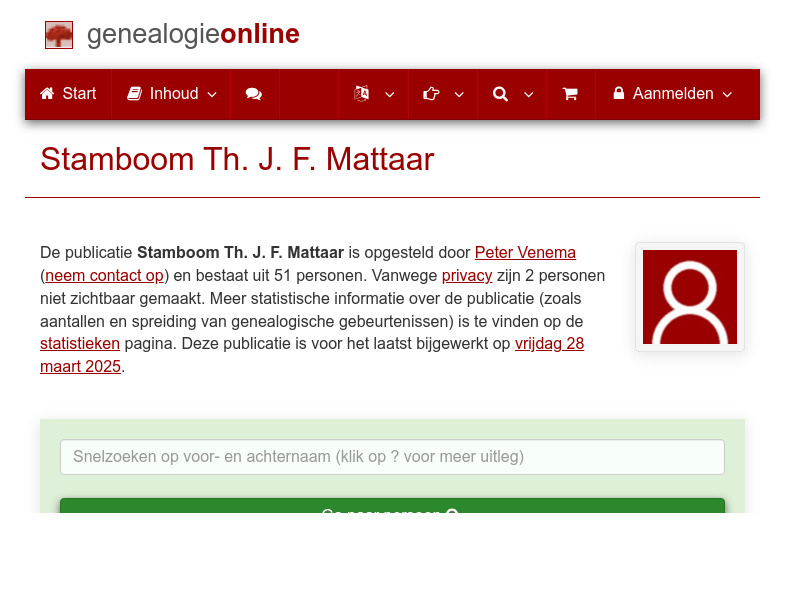 Screenshot van website