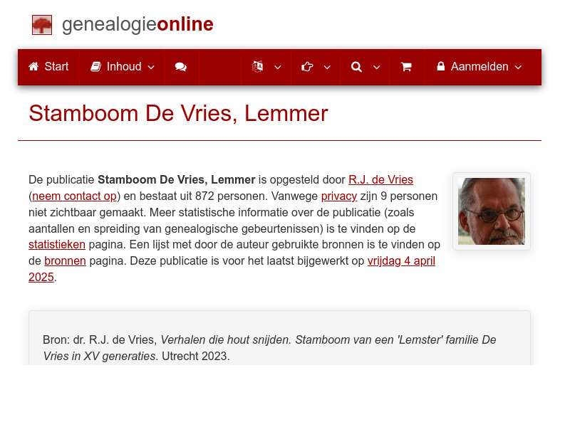 Screenshot van website