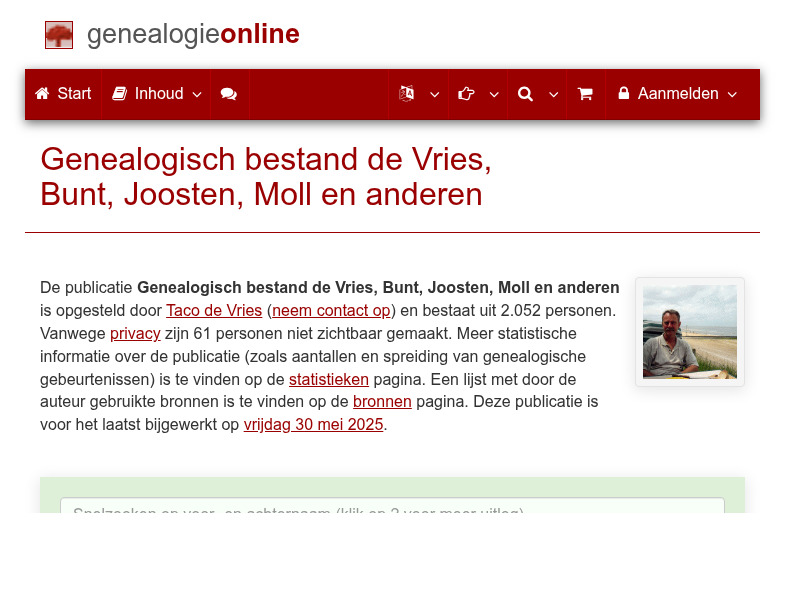 Screenshot van website