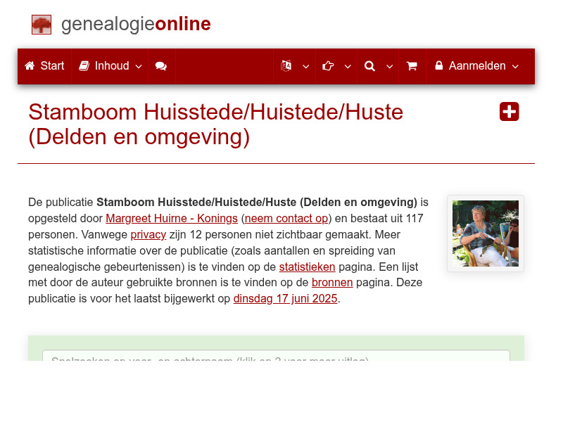 Screenshot van website