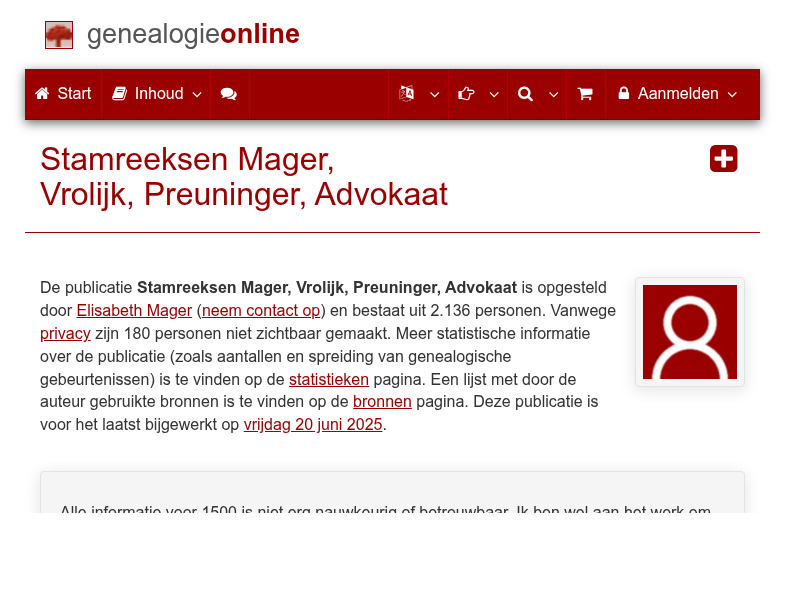 Screenshot van website