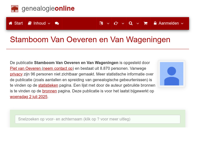 Screenshot van website