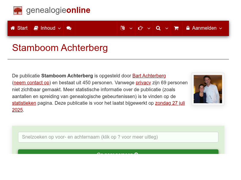 Screenshot van website