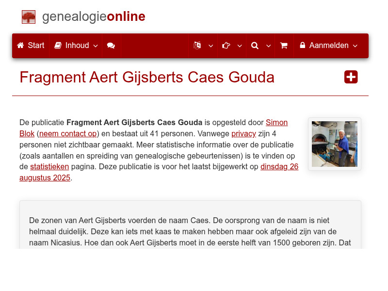 Screenshot van website