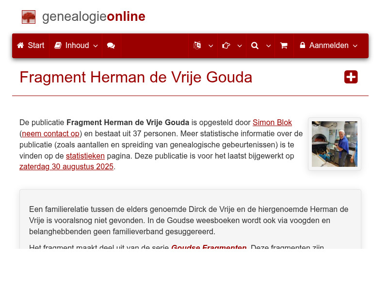 Screenshot van website