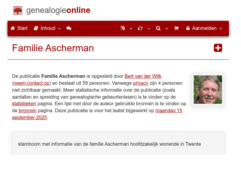 Screenshot van website