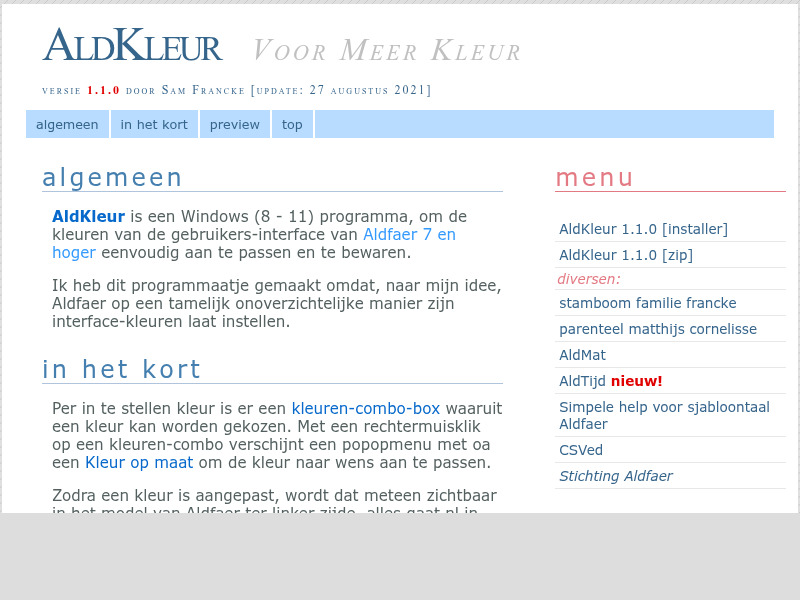 Screenshot van website