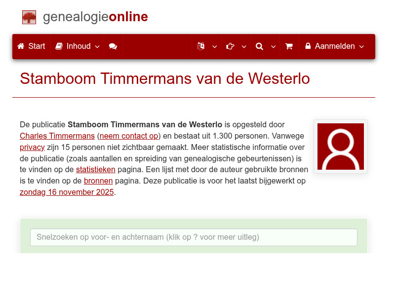 Screenshot van website