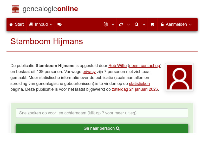 Screenshot van website