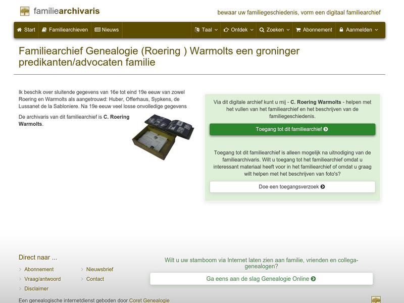 Screenshot van website