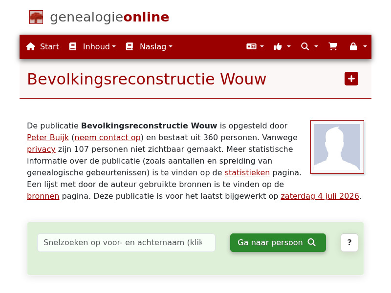 Screenshot van website
