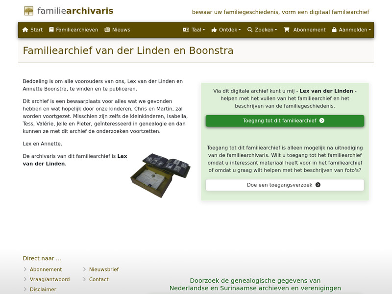 Screenshot van website