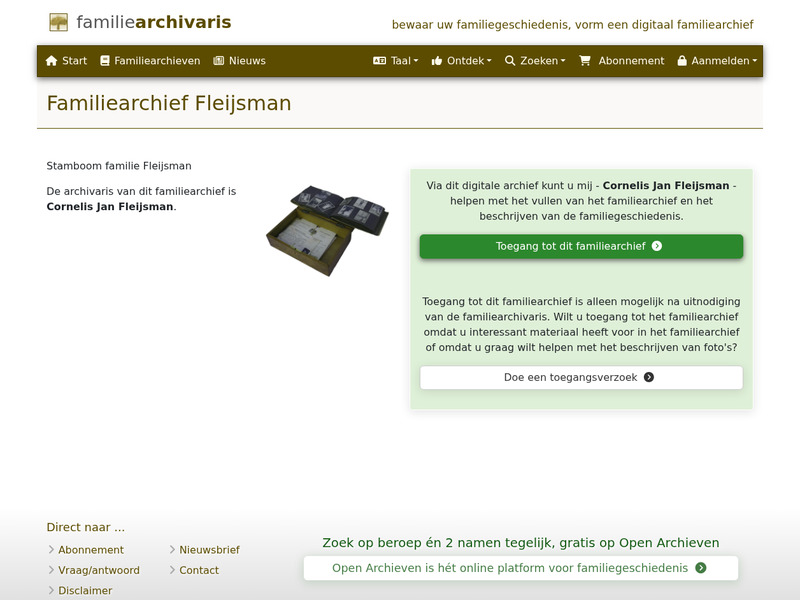 Screenshot van website