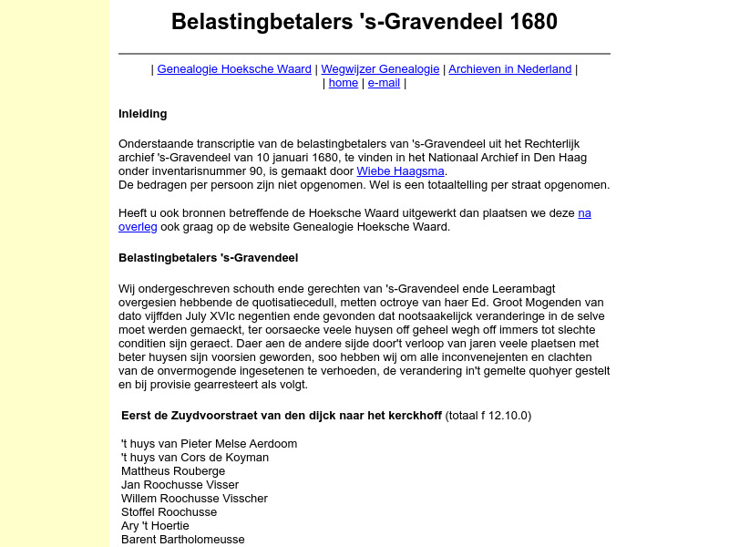 Screenshot van website