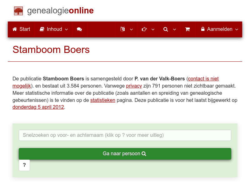 Screenshot van website