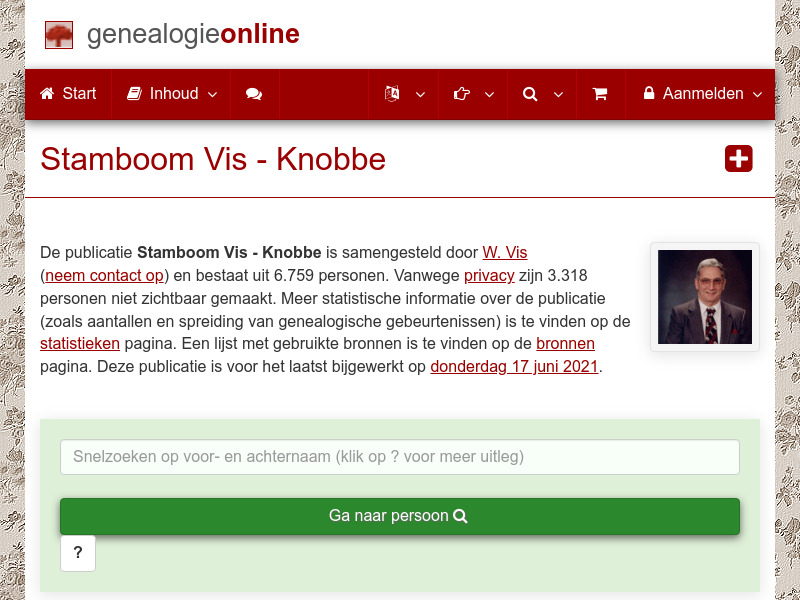 Screenshot van website