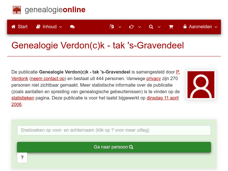 Screenshot van website
