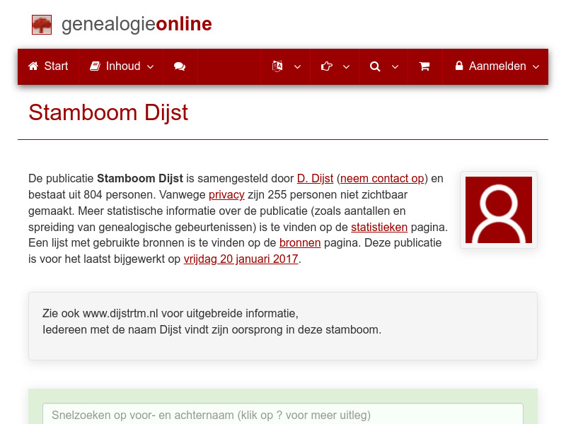 Screenshot van website
