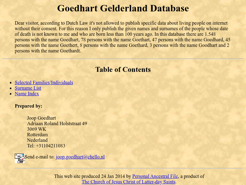 Screenshot van website