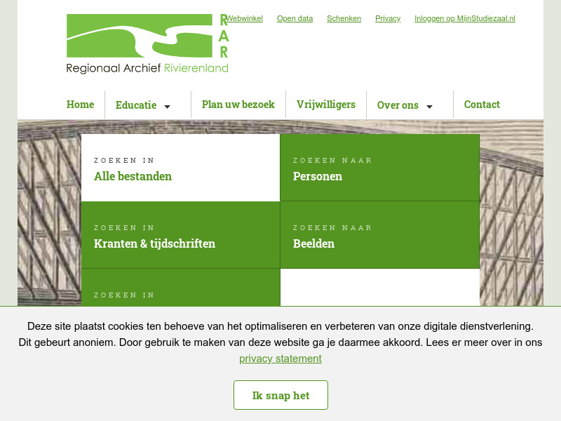 Screenshot van website