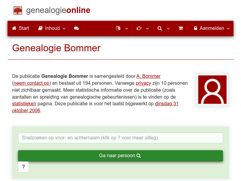Screenshot van website