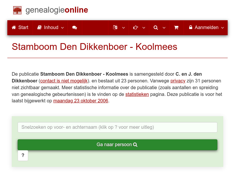 Screenshot van website