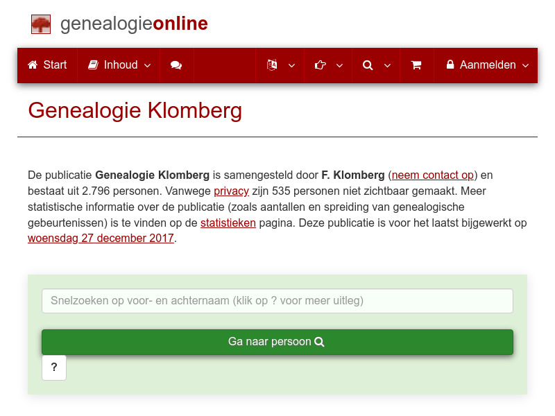Screenshot van website