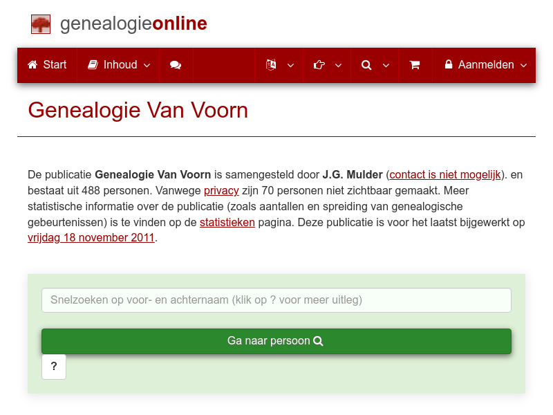 Screenshot van website