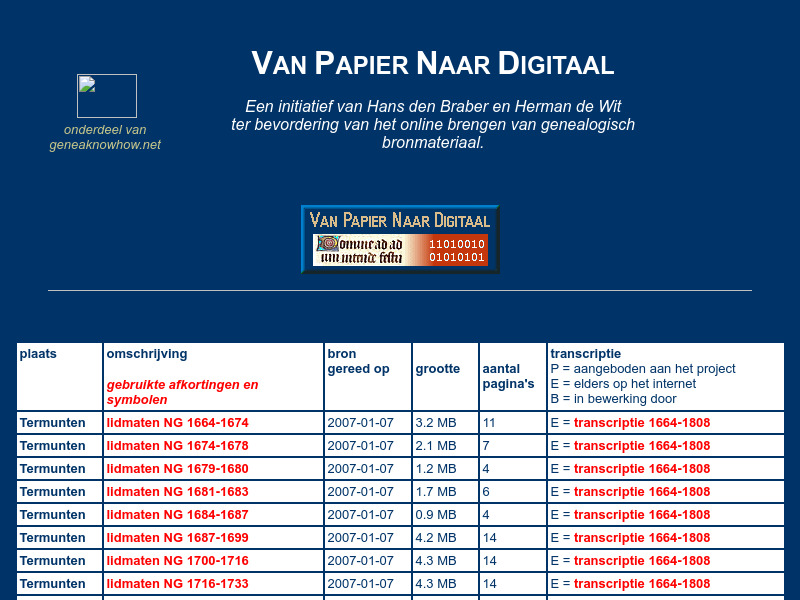 Screenshot van website
