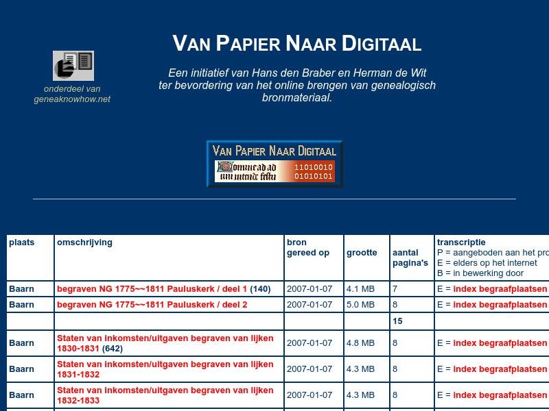 Screenshot van website