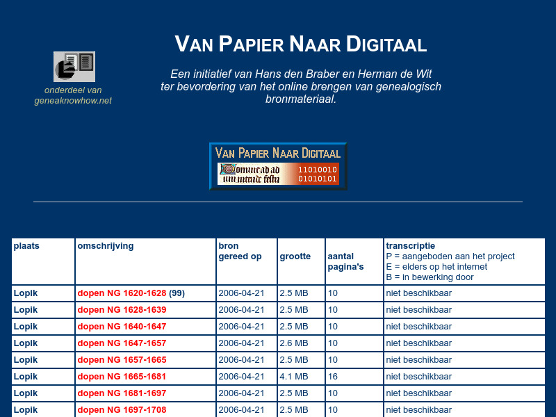 Screenshot van website