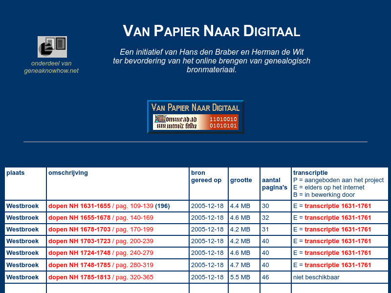 Screenshot van website