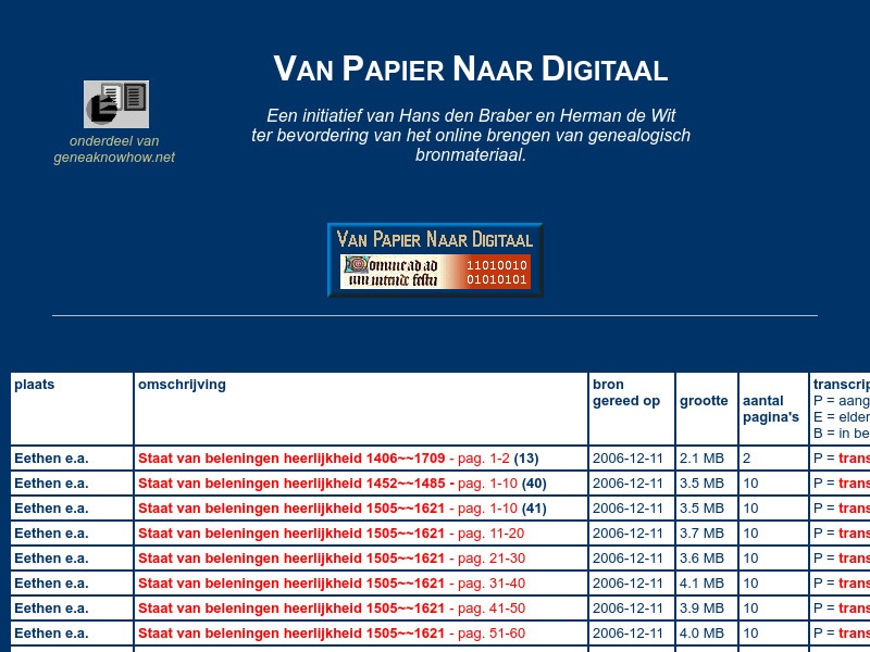 Screenshot van website
