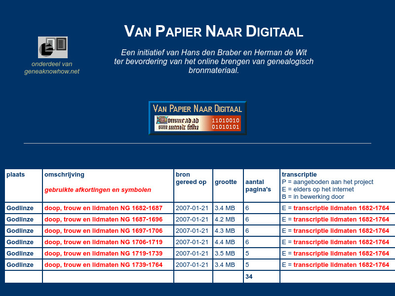 Screenshot van website