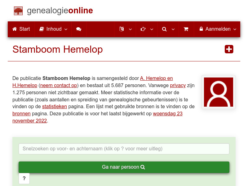 Screenshot van website