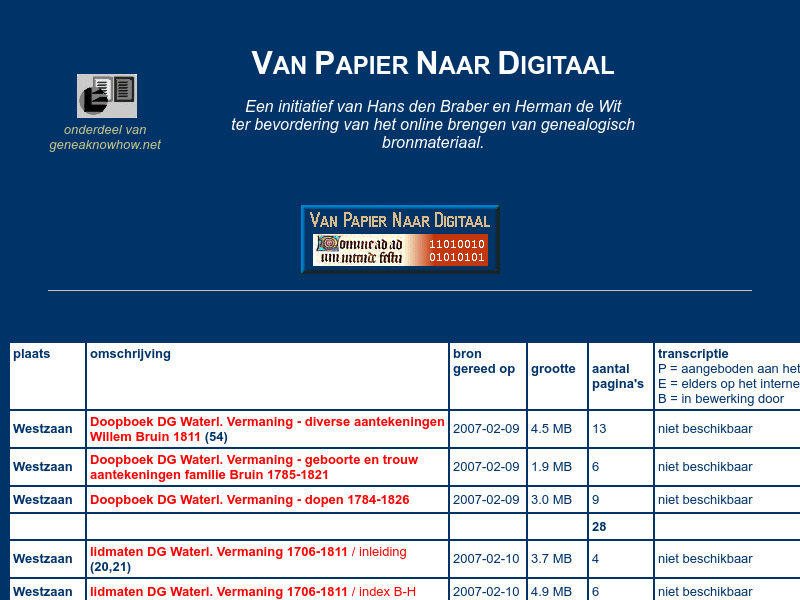 Screenshot van website