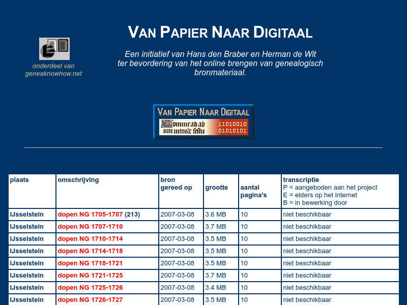 Screenshot van website