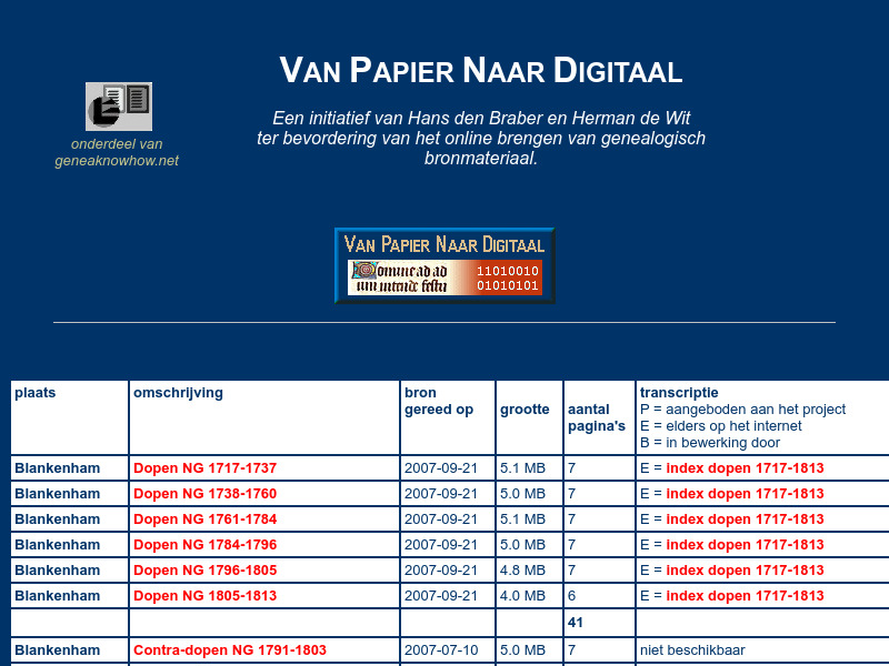 Screenshot van website