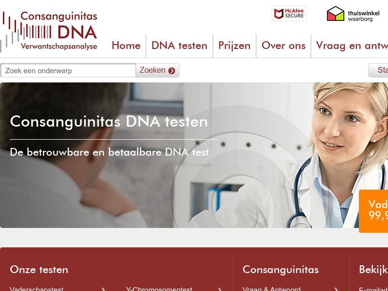 Screenshot van website