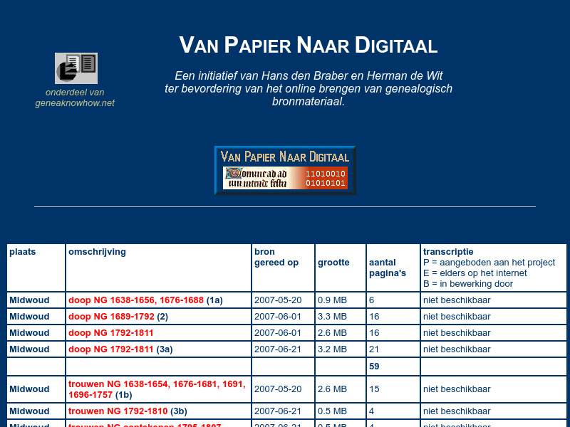 Screenshot van website